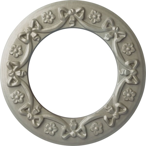 Ekena Millwork Ribbon with Bow Ceiling Medallion (Canopies up to 7 1/2"), 12 1/4"OD x 7 1/2"ID x 7/8"P, Flash Gold CM12RIFLS - main